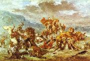 Eugene Delacroix Lowenjagd oil on canvas